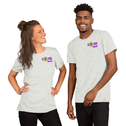 TOGE Clergy unisex t-shirt — Ash, modeled by man and woman couple
