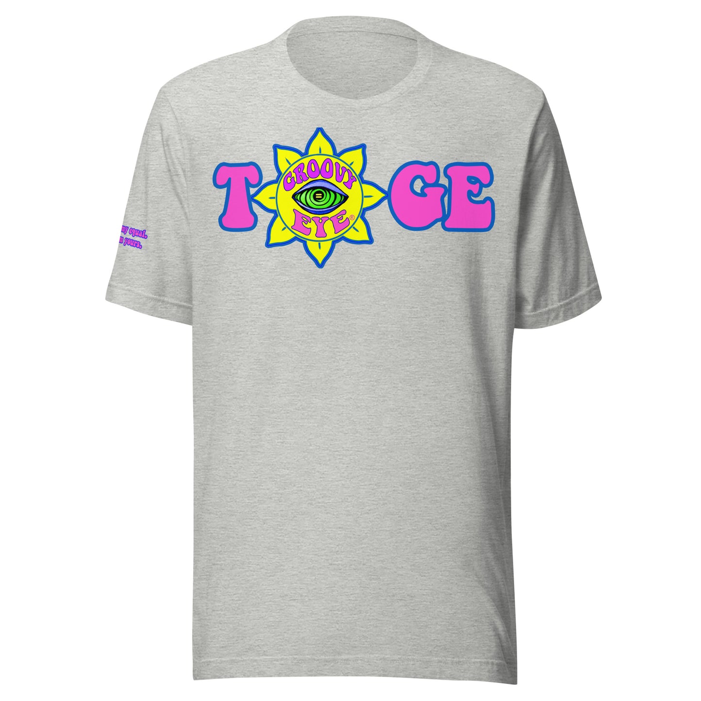 Big TOGE unisex t-shirt — Athletic Heather, modeled by man and woman couple