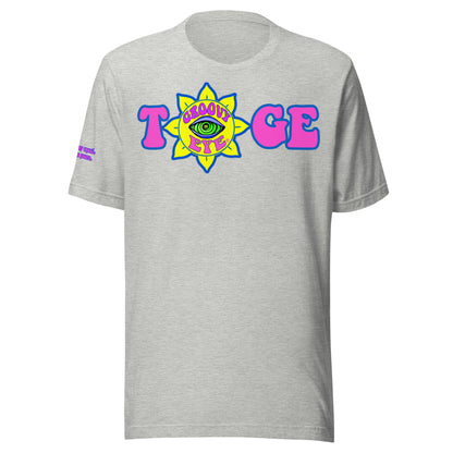 Big TOGE unisex t-shirt — Athletic Heather, modeled by man and woman couple