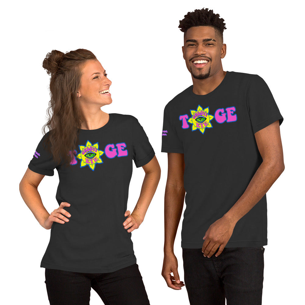 Big TOGE unisex t-shirt — Dark Grey, ghost mannequin front view