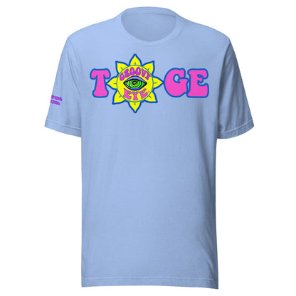 Big TOGE unisex t-shirt — Heather Carolina Blue, modeled by man and woman couple