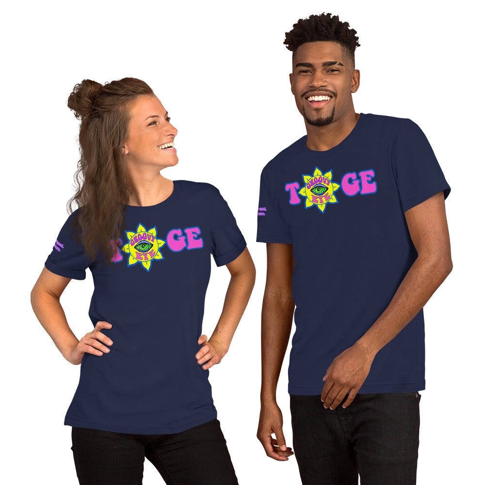 Big TOGE unisex t-shirt — Navy, ghost mannequin front view