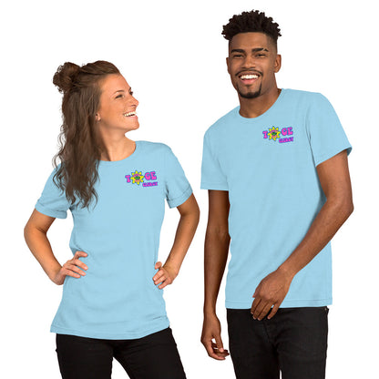 TOGE Clergy unisex t-shirt — Ocean Blue, modeled by man and woman couple
