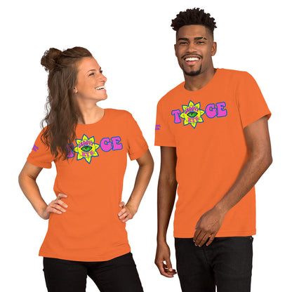 Big TOGE unisex t-shirt — Orange, ghost mannequin front view