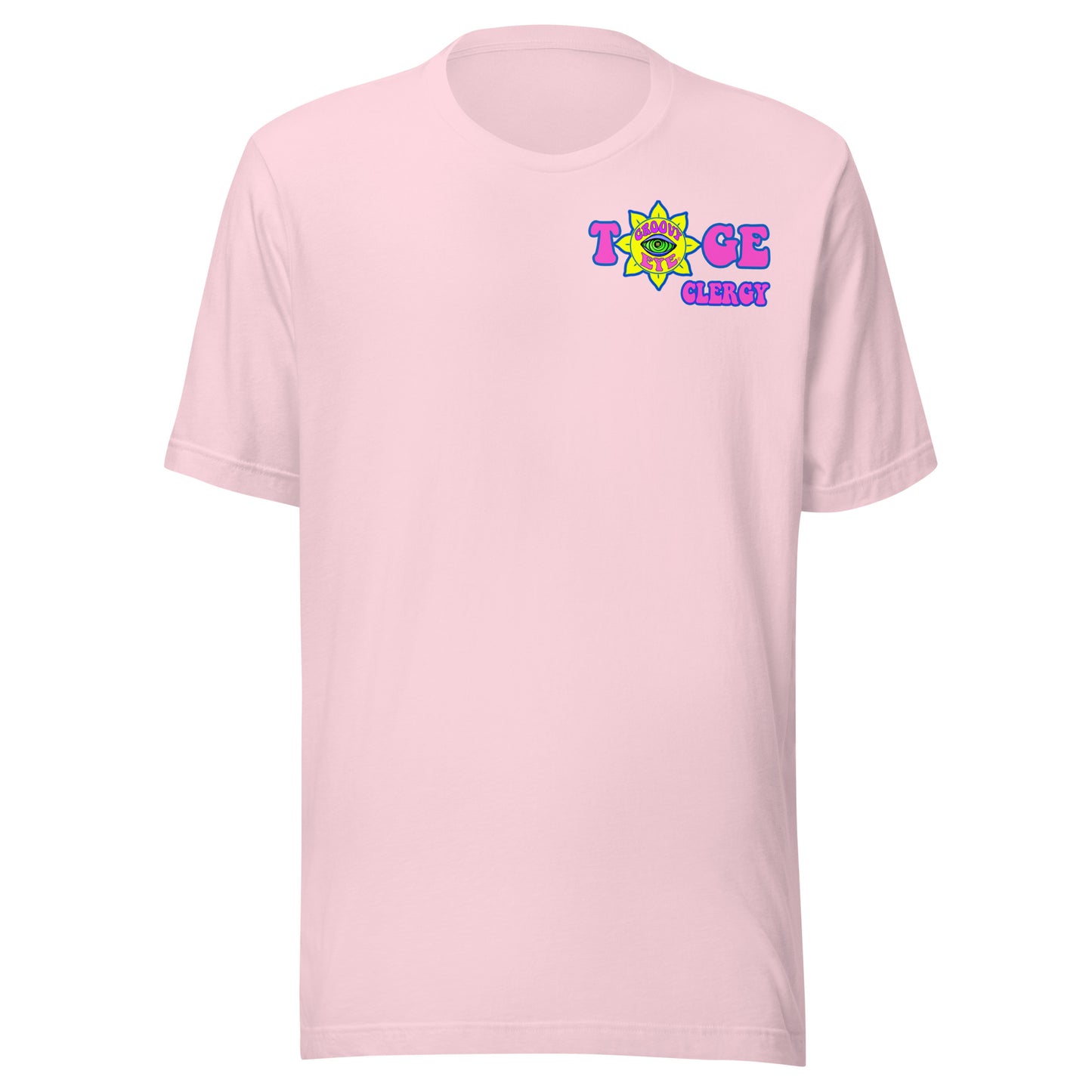 TOGE Clergy unisex t-shirt — Soft Pink, ghost mannequin front view